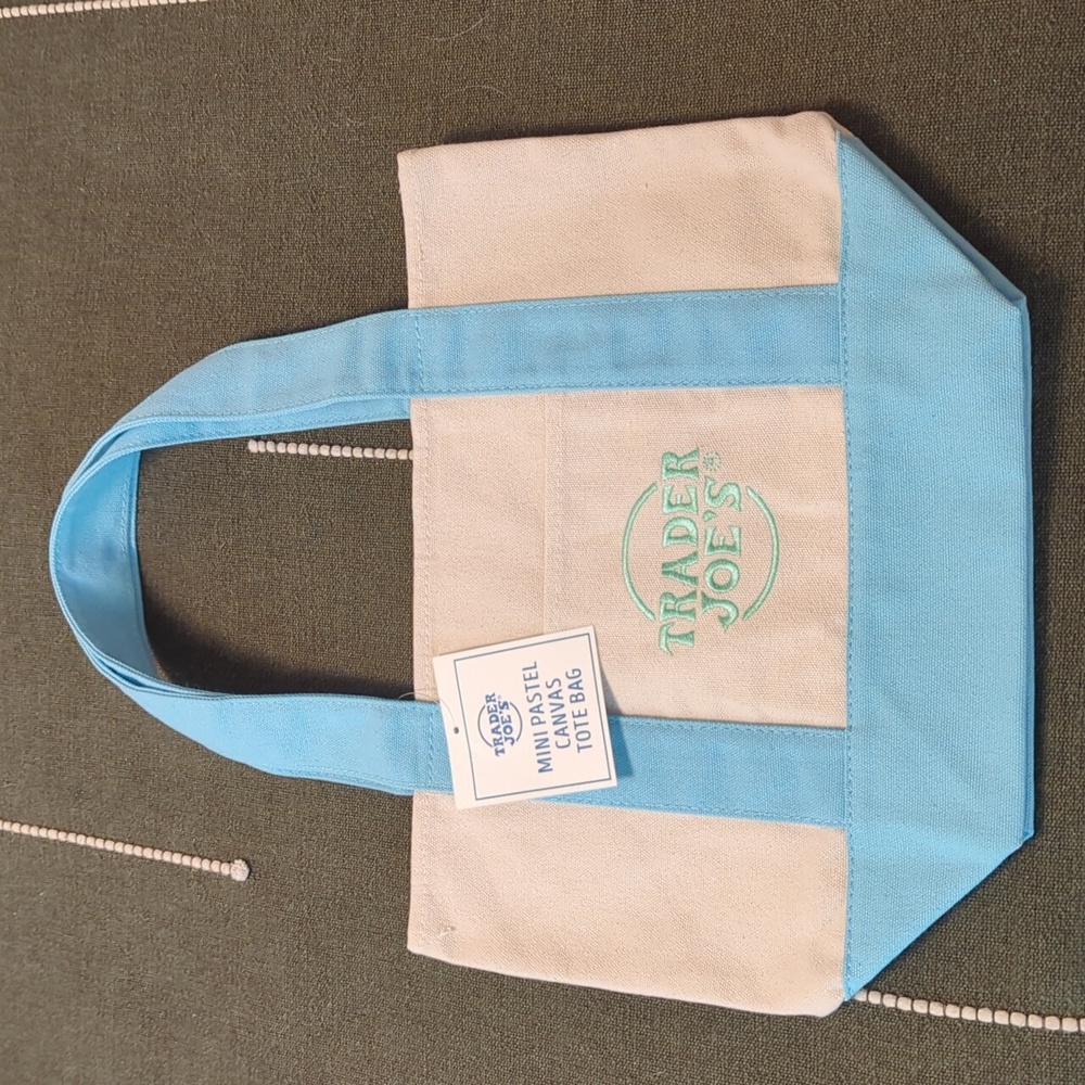 Trader Joe's Mini Canvas Blue Easter Tote Bag